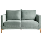 Divano a 2 posti Rivestimento in tessuto verde chiaro Gambe in legno con braccioli Angolo lettura soggiorno Stile scandinavo moderno