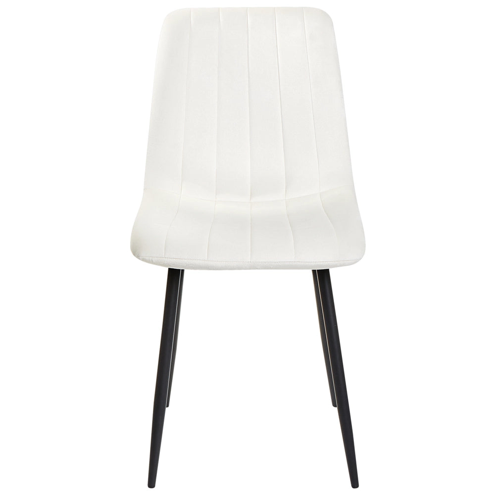 Set di 4 sedie da pranzo in velluto   bianco sporco Gambe in ferro stile moderno