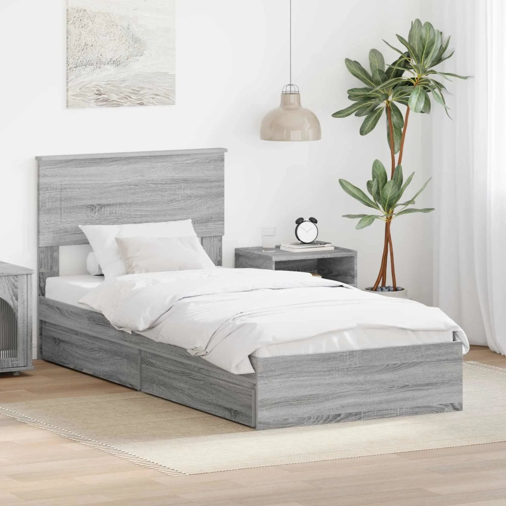 Letto con Contenitore con testiera Grigio Sonoma 100 x 200 cm 3408492