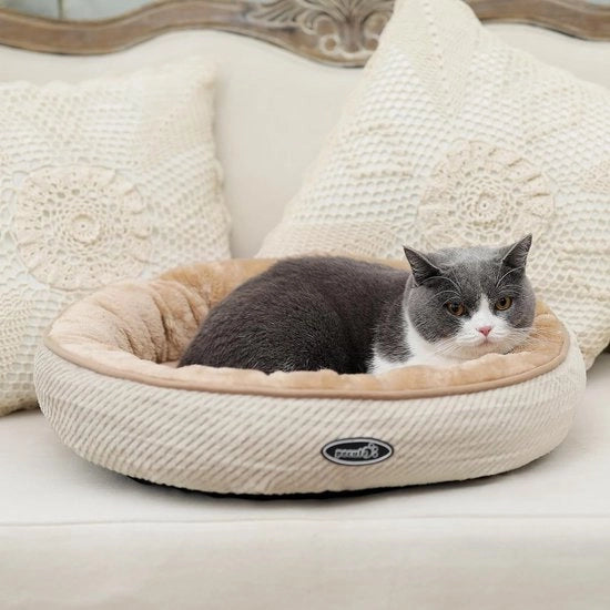 Letto per gatti, letto per piccoli cani, pieghevole, in pelliccia sintetica soffice e lanosa, dimensioni 50L x 50P x 15D cm