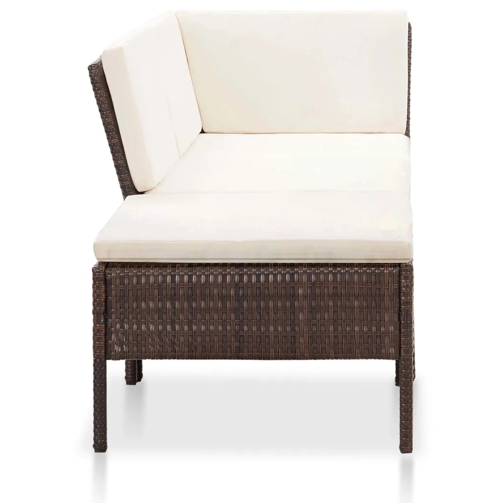 Set Divani da Giardino 8 pz con Cuscini in Polyrattan Marrone 48951
