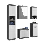 Mobile sottolavabo + mobile contenitore con specchio e LED + colonna + 2 mezze colonne