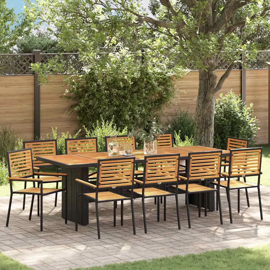 Set da Pranzo per Giardino 11 pcs Nero e Marrone polyrattan 3365448