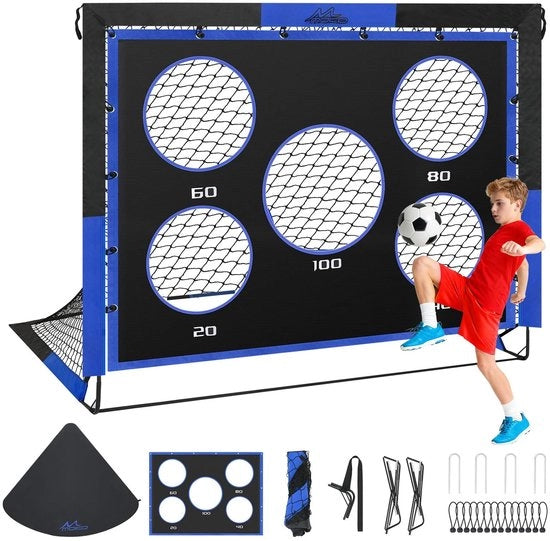 Retrattile 5x4 FT Obiettivo da Calcio con Pannelli di Rete - Materiale di Allenamento Calcistico - Attrezzatura Sportiva Portatile - Adatto ai Bambini - Attività all'Aperto - Rete da Calcio