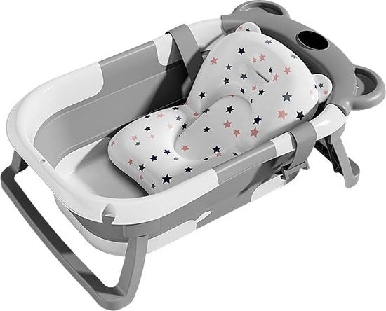 Bagnetto per neonati pieghevole con termometro e cuscino, bagnetto pieghevole, bagnetto per neonati, bagnetto Born