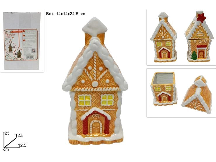 Decorazione Natale Barattolo Decoro Biscotto Casetta Natale 25 cm