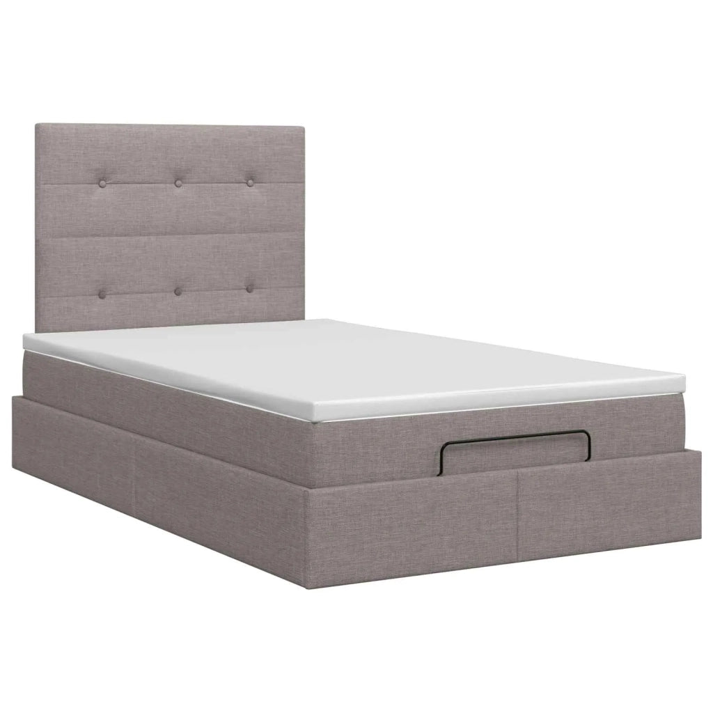 Letto ottomano con materasso Tortora 120 x 190 cm Tessuto 3457477