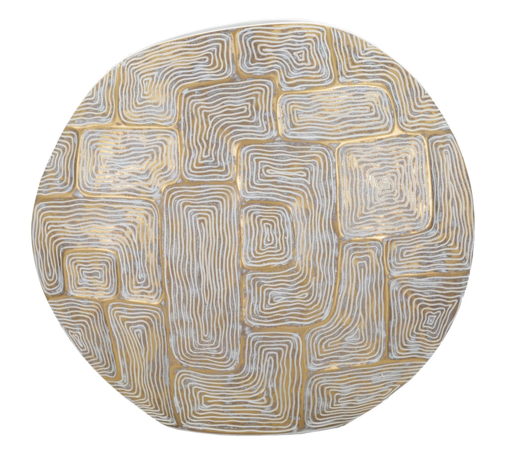 Vaso Resina Eclips 48x13x44,5 cm in Resina Oro e Bianco