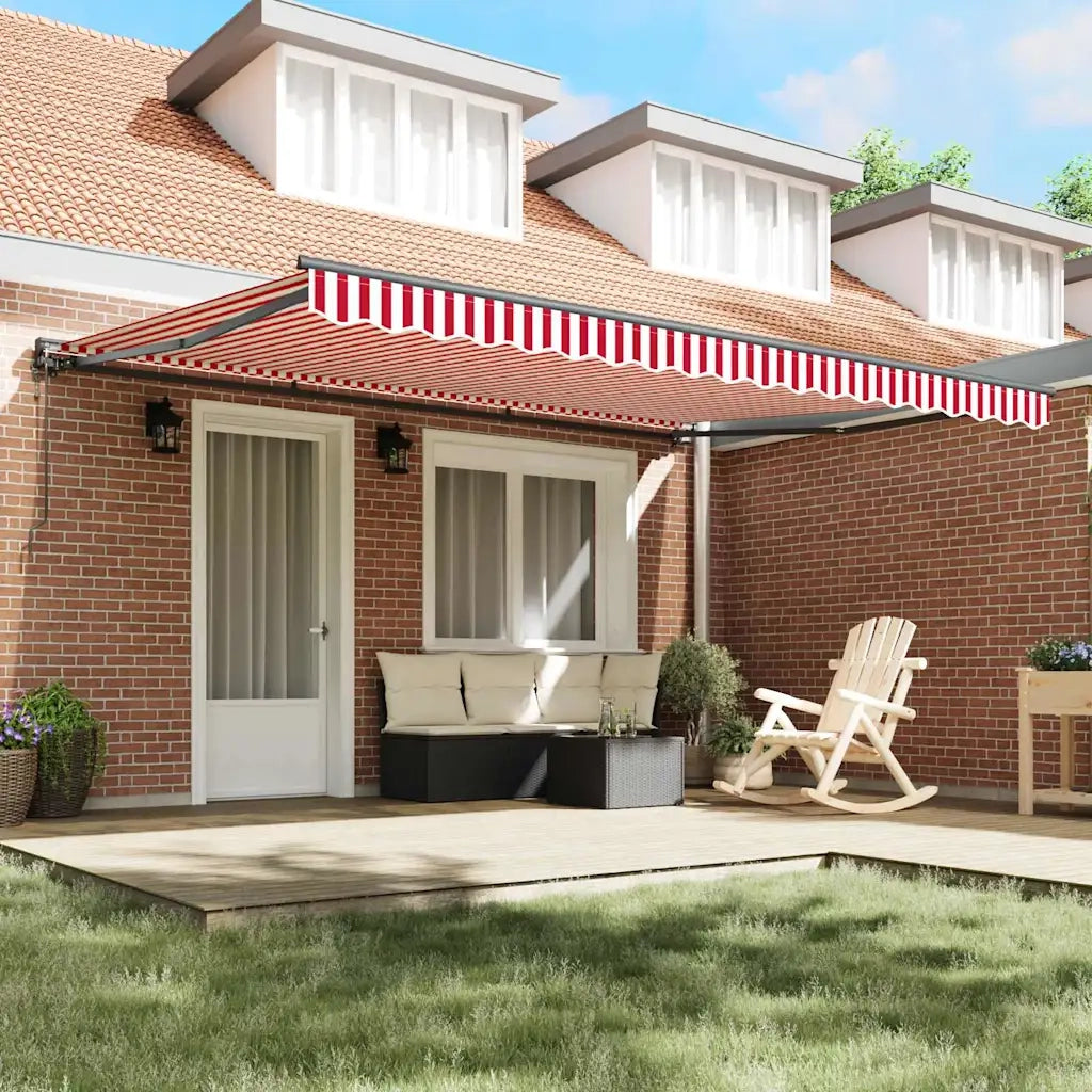 vidaXL Tenda Retrattile Striscia Rossa e Bianca 450x300 cm Tessuto