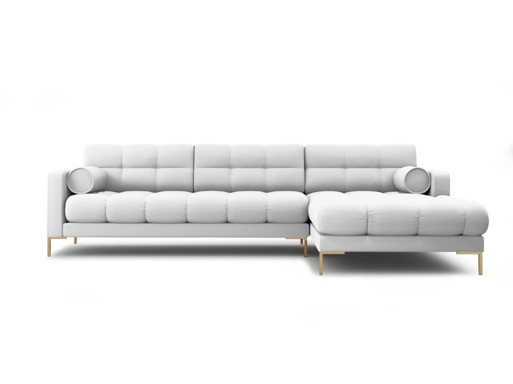 Cosmopolitan Design - Divano angolare destro "Bali" 5 posti in tessuto strutturato grigio chiaro 