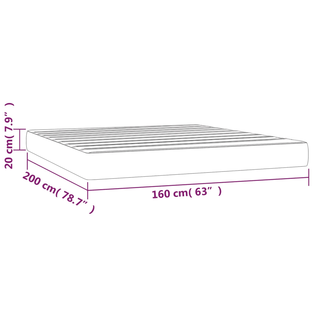 Materasso a Molle Insacchettate-Materasso per letto Grigio Tortora 160x200x20 cm