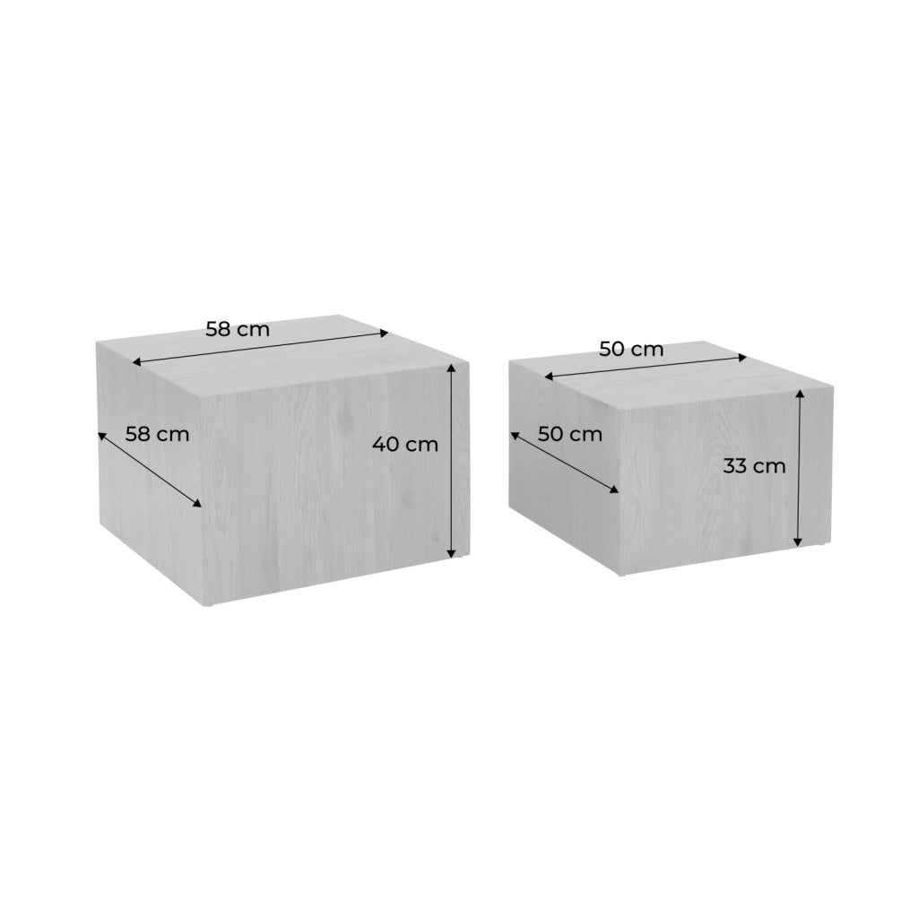 Set di 2 tavolini quadrati con effetto marmo, grigio