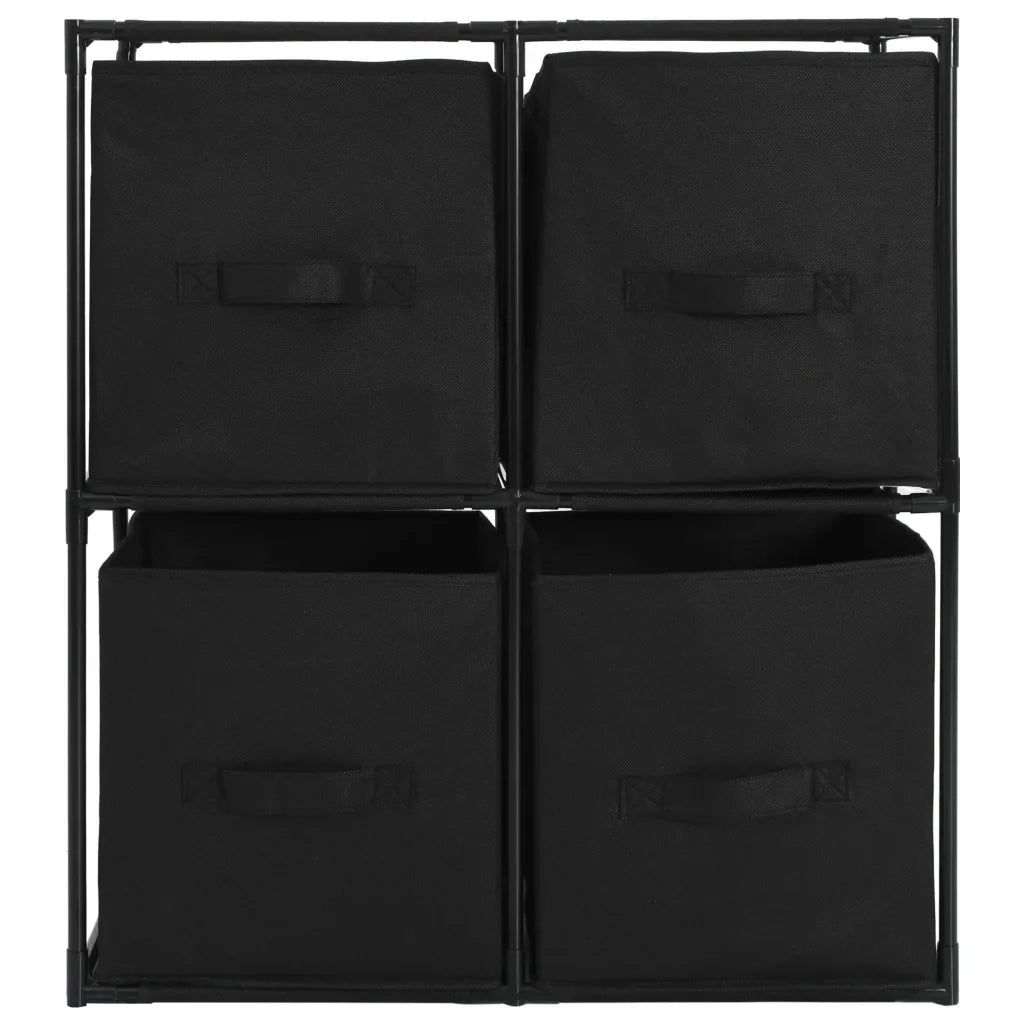 Mobile contenitore con 4 pratici ed eleganti cestini in tessuto 63 x 30 x 71 cm acciaio nero 02_0046447