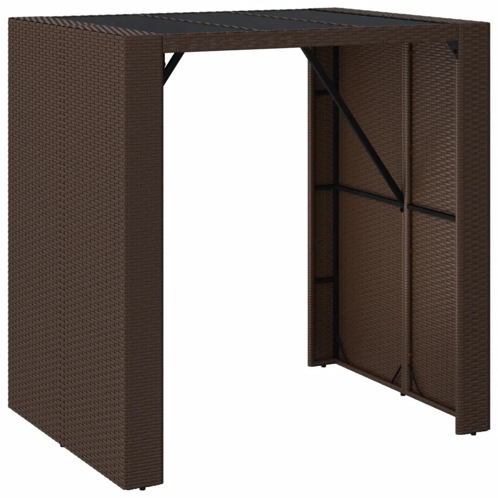 Set Bar da Giardino 5 pz | Set Salotto da Giardino con Cuscini in Polyrattan Marrone