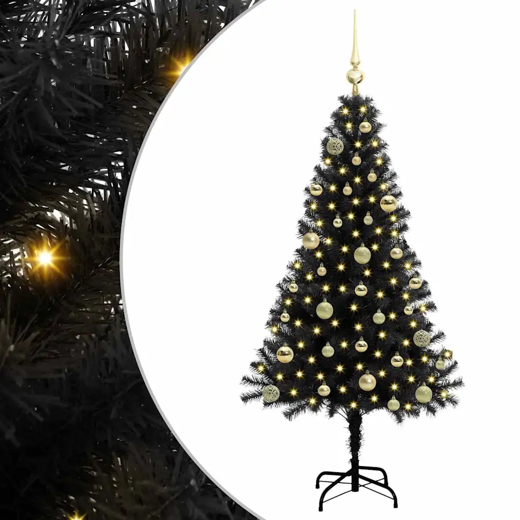 Albero di Natale | Decorazioni natalizie con 150 LED con supporto Nero 150 cm PVC