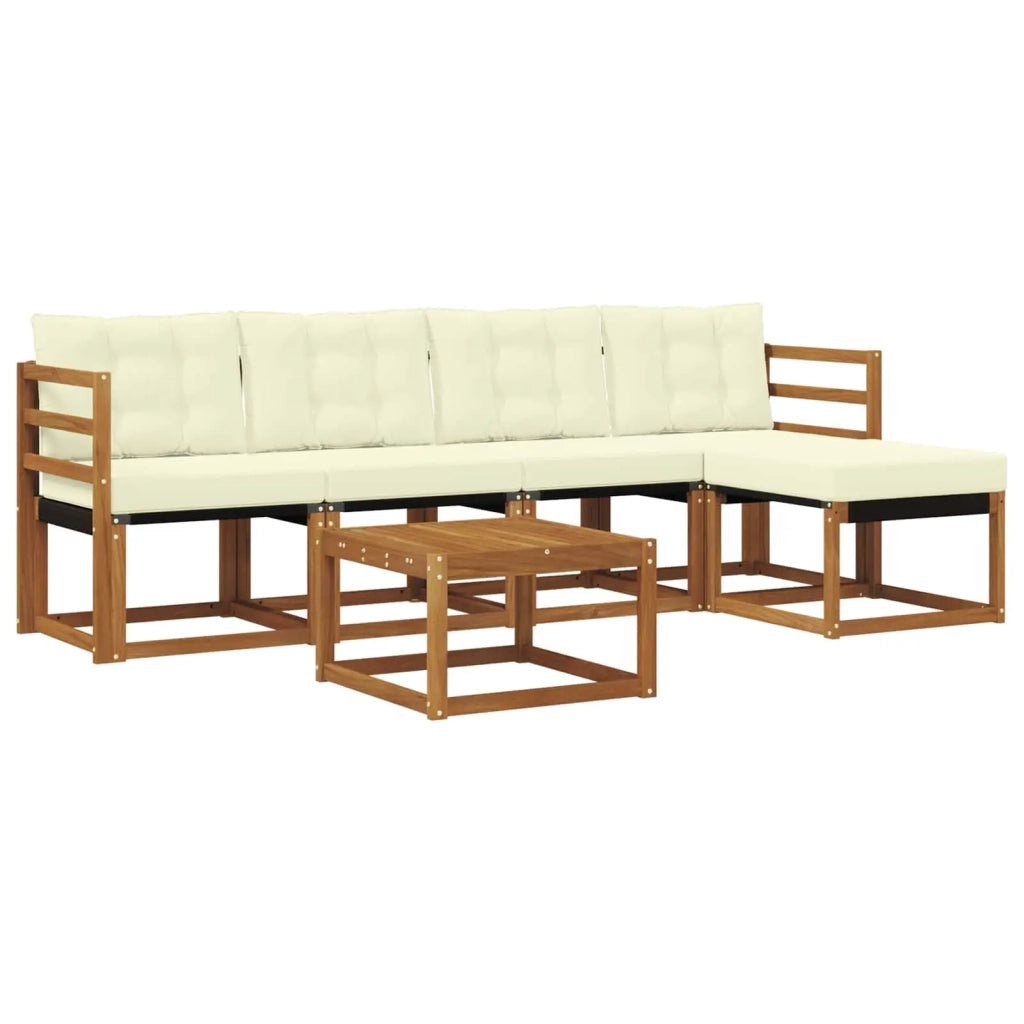 Set di divani da esterno con cuscino 6 pcs Naturale e Crema