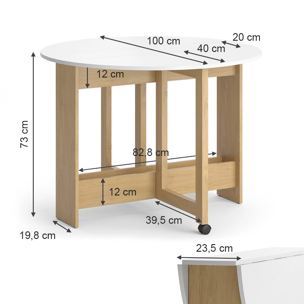 Vicco Tavolo da pranzo Quercia dorata/bianco 100 x 100 cm Pieghevole