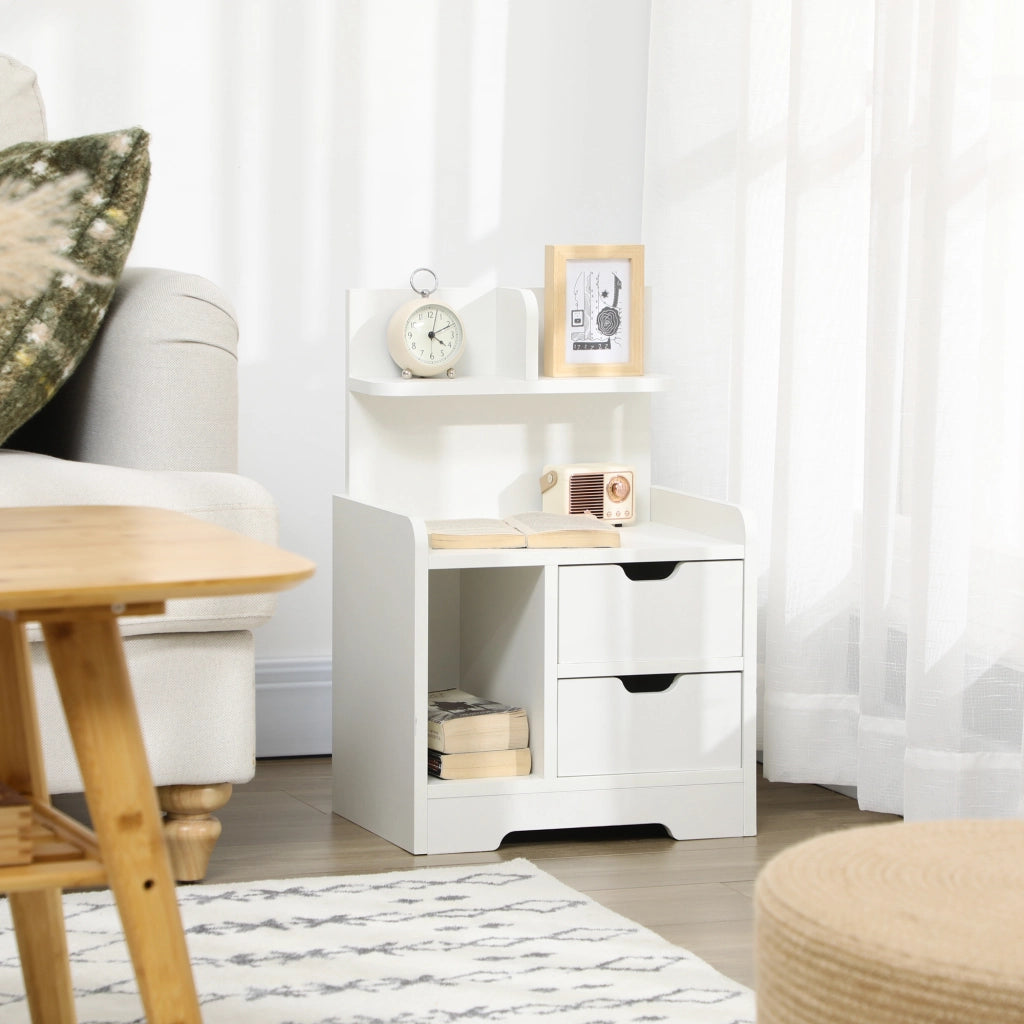 Comodino con 2 cassetti e 3 ripiani ¨C zephmum ¨C bianco 40x30x60 cm