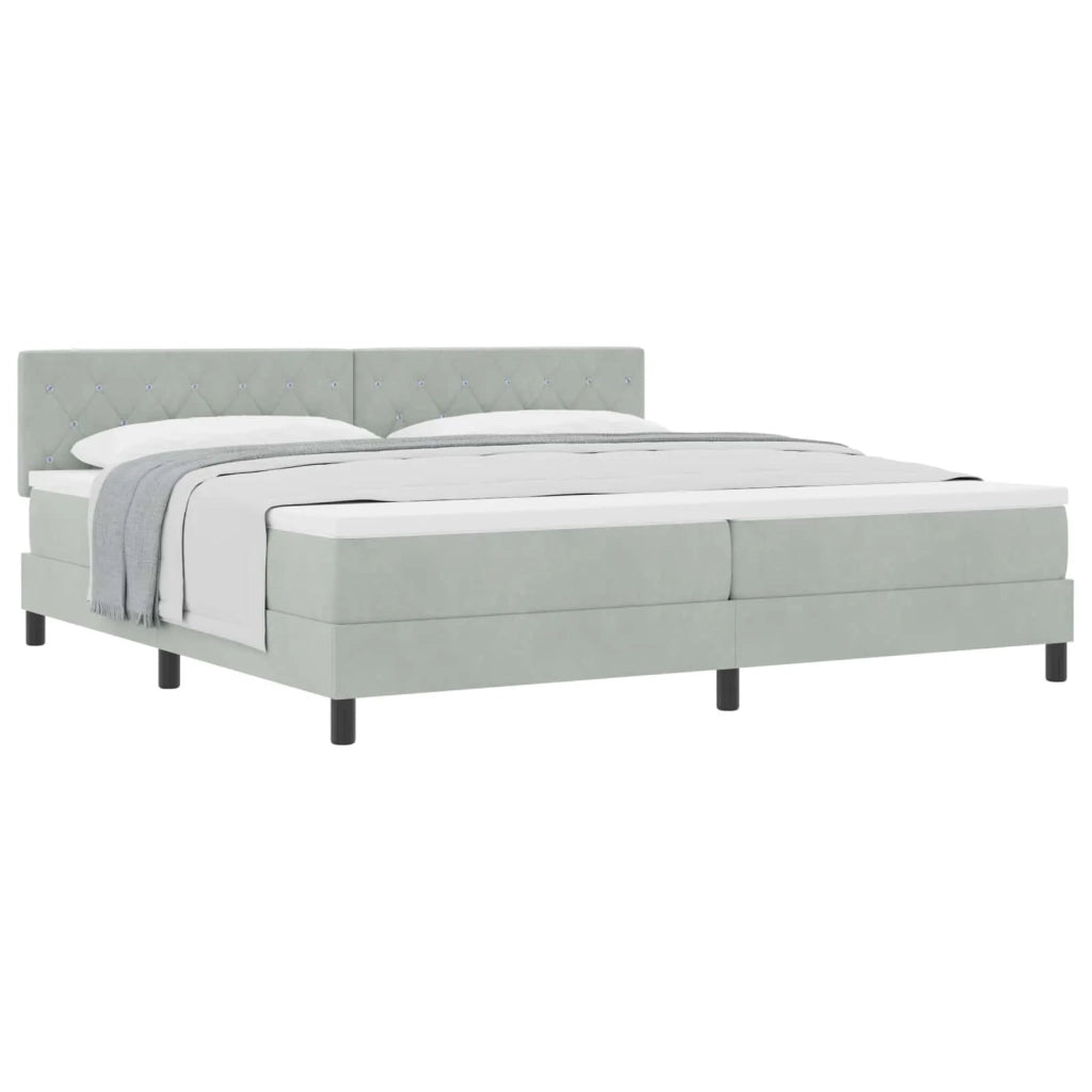 Letto a molle con materasso Grigio chiaro 200 x 200 cm Velluto 3339128