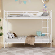 Letto a castello 90 × 190 cm con scala in metallo e barriera di sicurezza, senza materasso, bianco