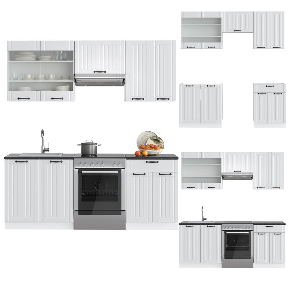 Vicco Cucina componibile Casa di campagna bianca/bianco 200 cm senza piano di lavoro