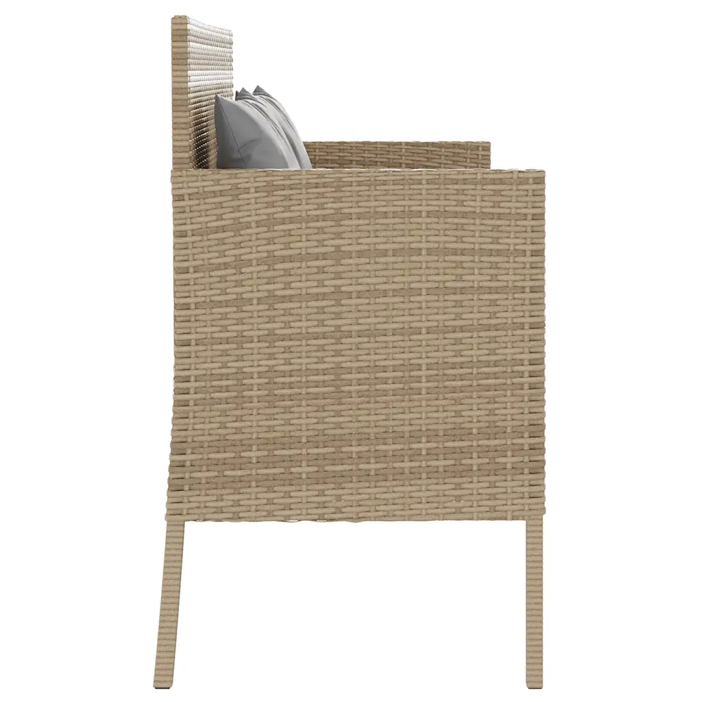 Panca da Giardino con Cuscini-Sgabello-Panca da esterno Beige in Polyrattan 145609