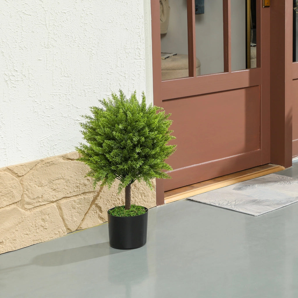 Pianta Artificiale di Albero Cedro 55A cm con Vaso Incluso per Interno ed Esterno Verde