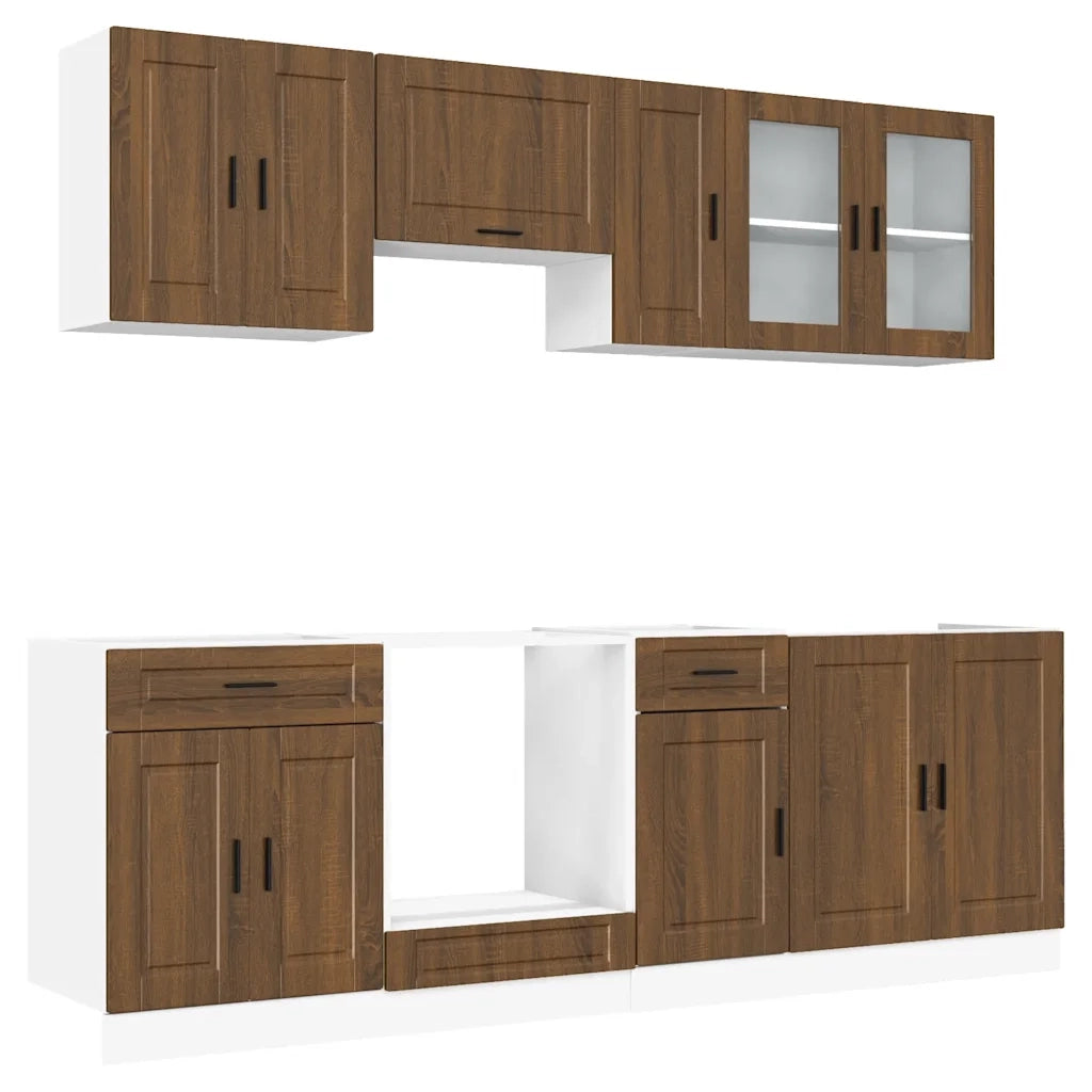 Set Mobili da Cucina 8 pz Kalmar Rovere Marrone in Truciolato 3314848