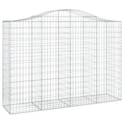 Cesto gabbione recinzione a gabbia muro di contenimento ad arco 200 x 50 x 140/160 cm ferro zincato argento 02_0040027