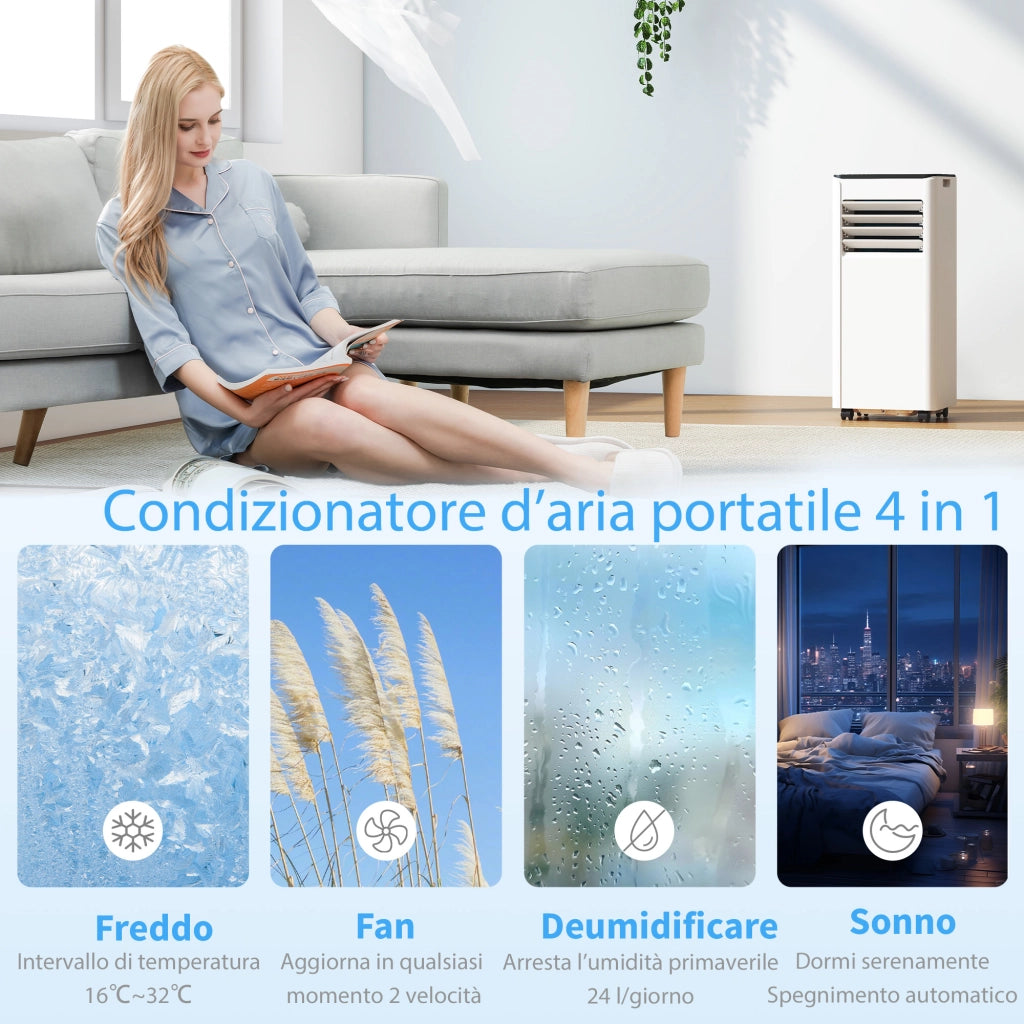 Condizionatore Portatile 9000 BTU ¨C zephmum ¨C Deumidificatore, Ventilatore, Modalit¨¤ Notte