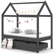 Giroletto Bambini Cassetto Grigio Scuro Pino Massello 70x140 cm 322142