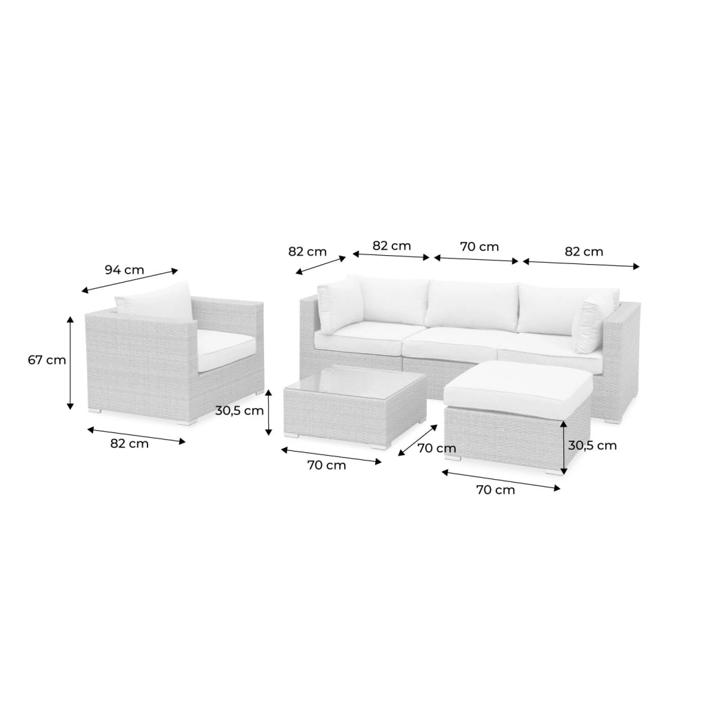 Salotto da giardino in resina intrecciata, 5 posti, beige