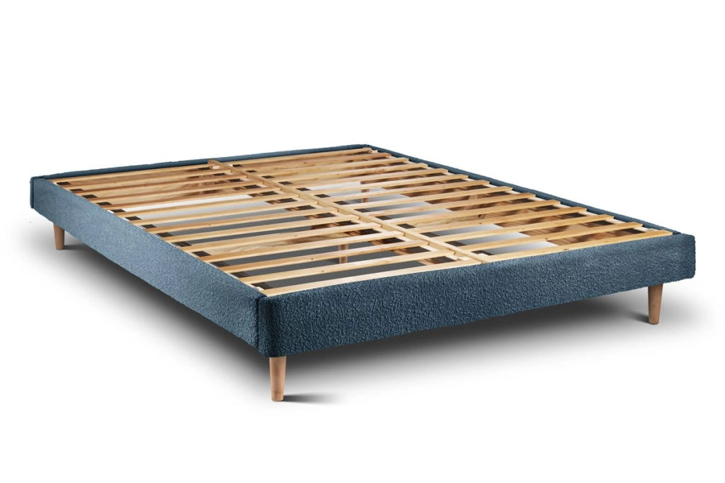 Letto 150x190 cm con testata imbottita - tessuto bouclé