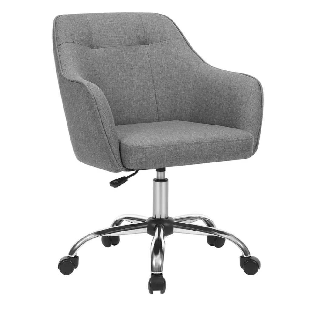 Sedia da ufficio comoda sedia girevole seduta ergonomica altezza regolabile portata 120 kg struttura in acciaio tessuto effetto lino grigio 12_0005879