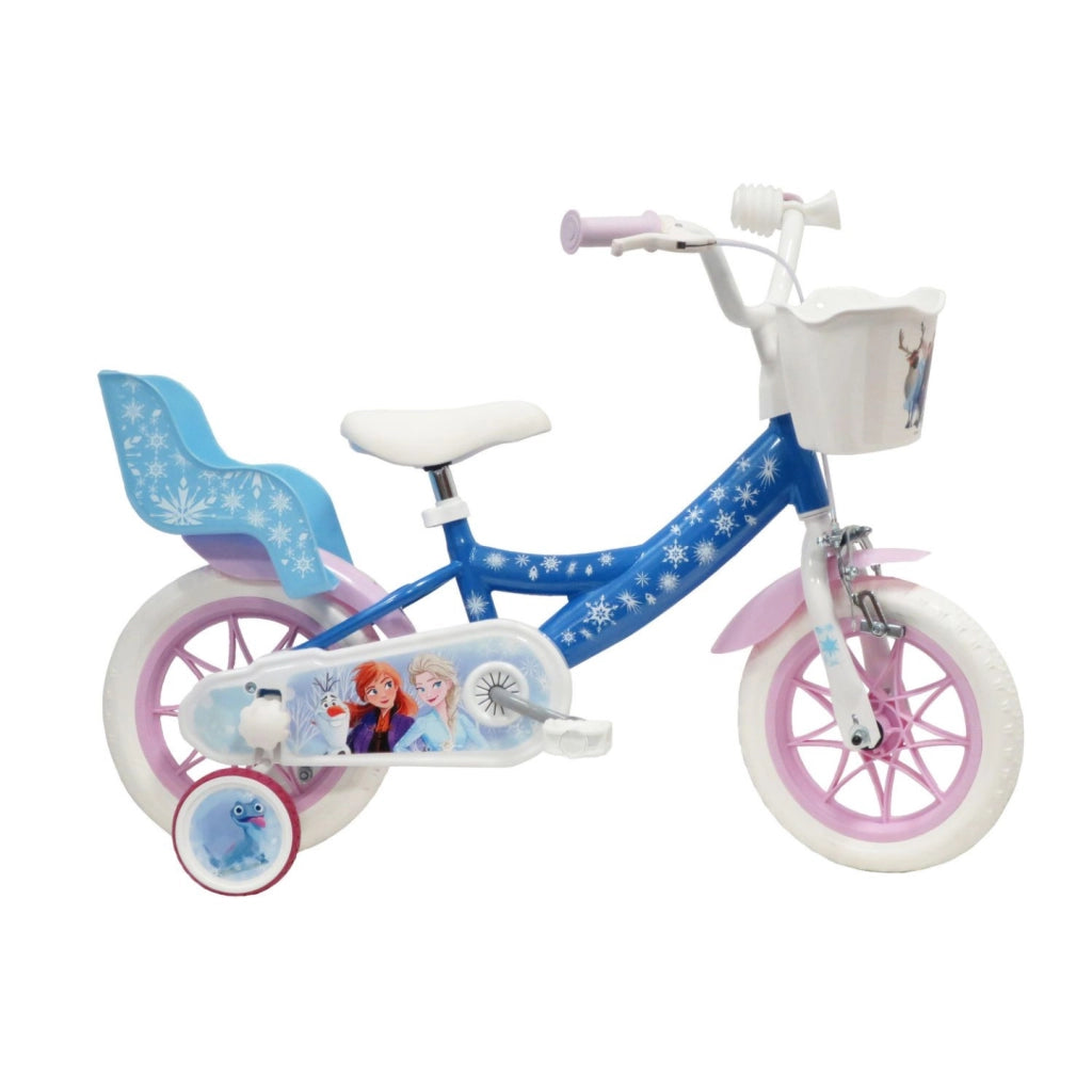 FROZEN 12, bicicletta per bambini, adatta a bambini tra i 3 e i 5 anni, per altezza tra 85 e 105 cm, cestino e portabamb