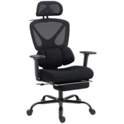Sedia da Ufficio Ergonomica e Traspirante con Supporto Lombare Dinamico e Poggiapiedi, 73x75x120-128 cm, Nero