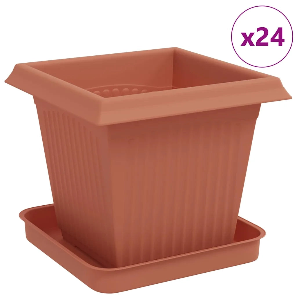 Vasi per Piante 24 pcs Rosso Mattone 16 x 16 x 14 cm Plastica