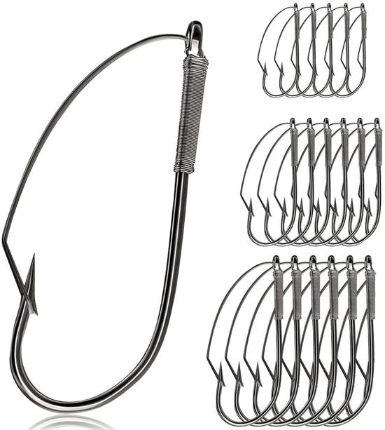 Vishaken Professionali a V - 18 Stuks - 3 Misure 1/0/2/0/3/0 - Argento - Materiale di Alta Qualità - Per Acqua Dolce/Acqua Salata - Attrezzatura da Pesca