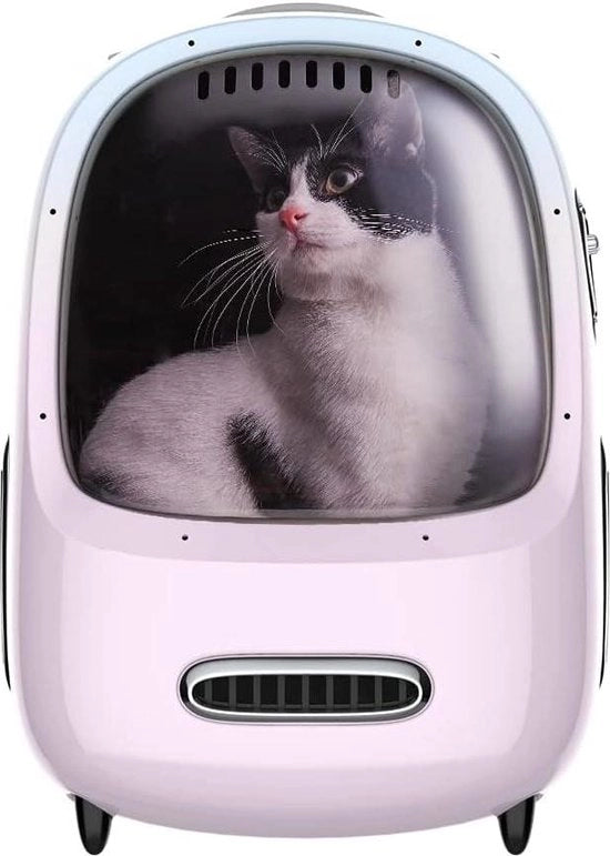 Capsula per Gatti con Ventilatore Integrato e Luce LED, Leggera, per Spazio per Animali di Compagnia, Portatile, Rimovibile - Borsa per Gatti - Rosa