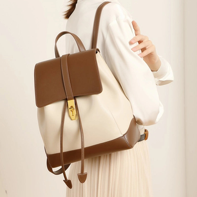 Zaino da donna in vera pelle marrone