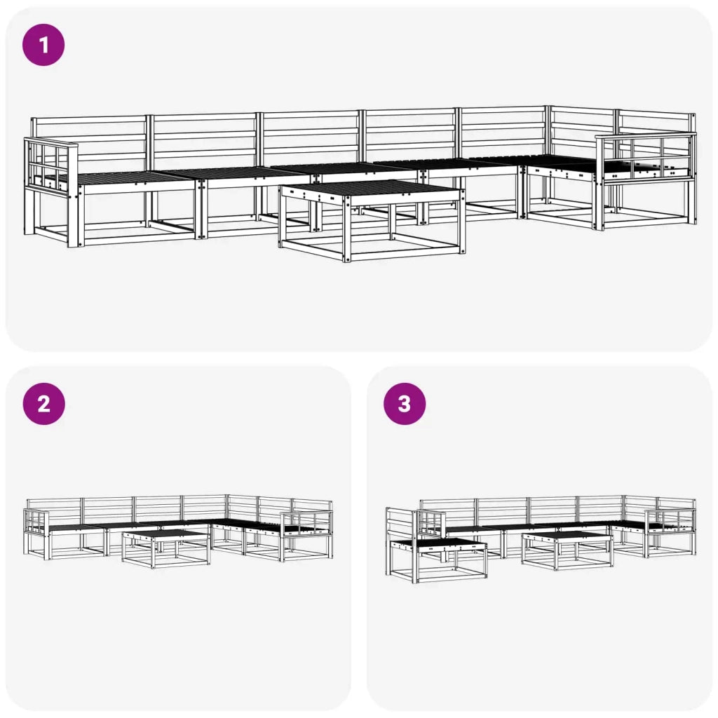 Set di divani da esterno 7 pcs Bianco 79 x 79 x 37 cm 3386558