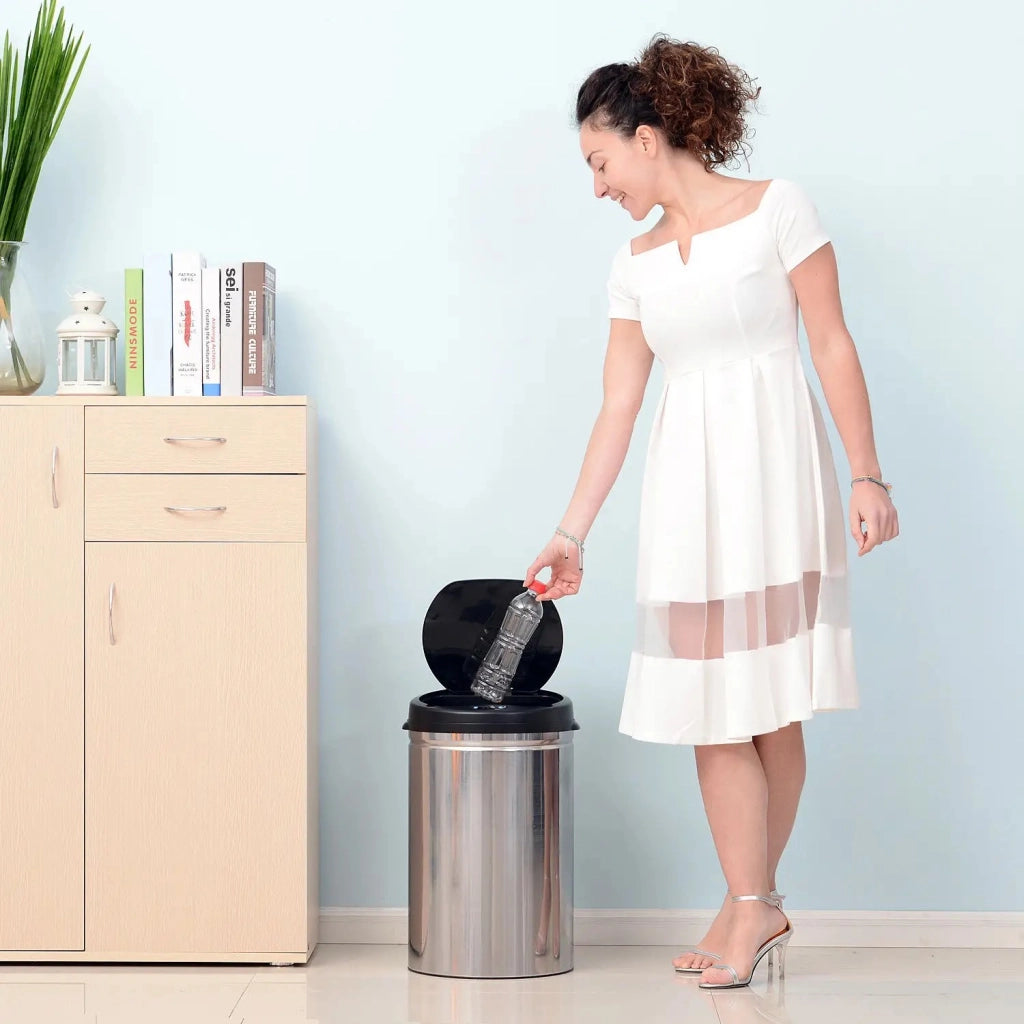 PATTUMIERA con sensore 30 L Ø30,5x51,5 cm Nero Acciaio inox