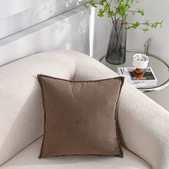 Set di 2 copri cuscino corduroy morbidi - copri cuscino decorativi a quadri a strisce - copri cuscino per divano, auto, terrazzo, camera da letto, soggiorno - 40x40cm - Miele Scuro