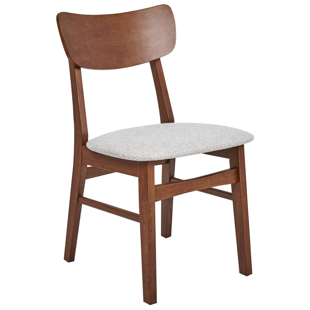 Set di 2 sedie da pranzo Struttura in legno di gomma scuro Seduta in tessuto poliestere grigio chiaro Design retrò senza braccioli