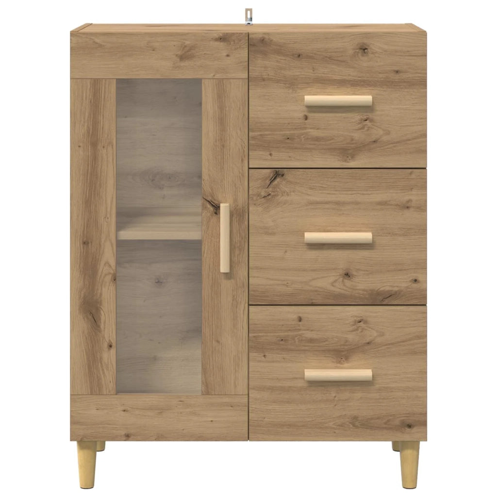 Credenza | Madia | Buffet da pranzo | Armadio da pranzo Rovere artigianale 69,5 x 34 x 90 cm Legno multistrato