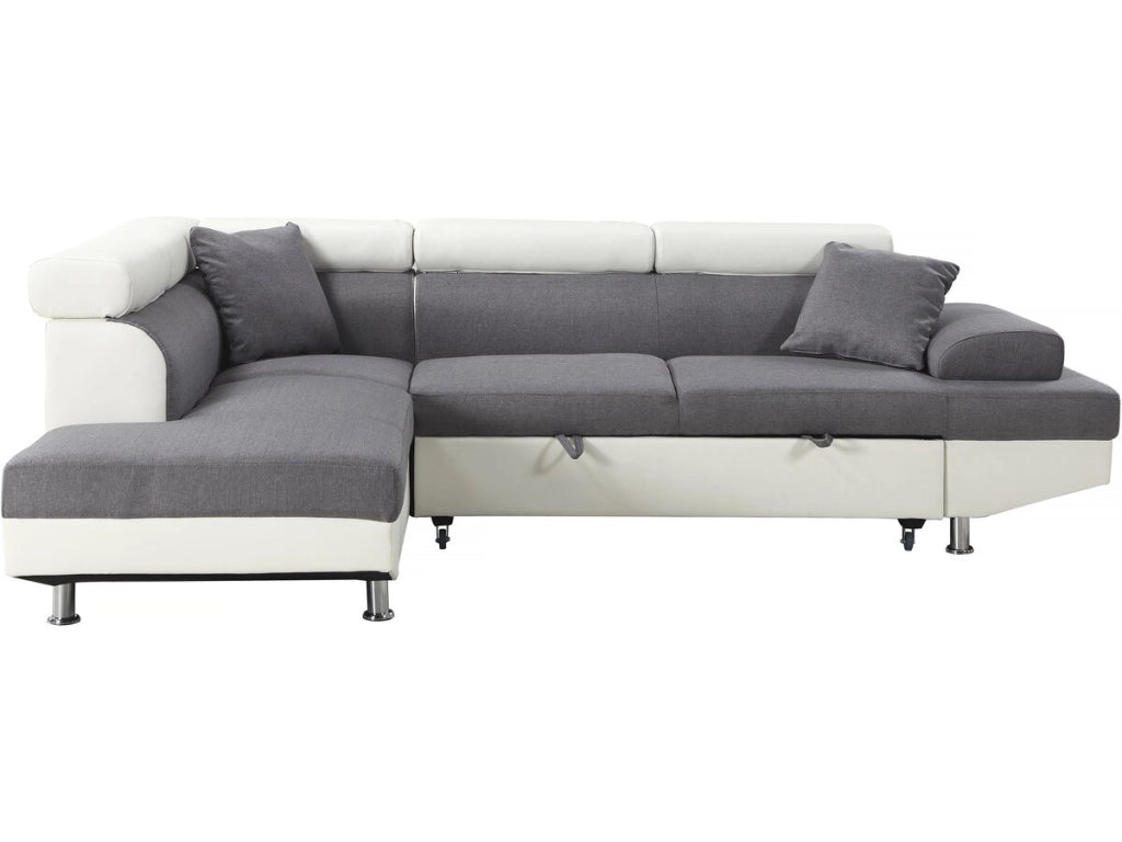 Divano ad angolo convertibile "Sophia luxe" - 265 x 190,5 x 80/91 cm - Bianco / Grigio - 5 posti - Angolo sinistro