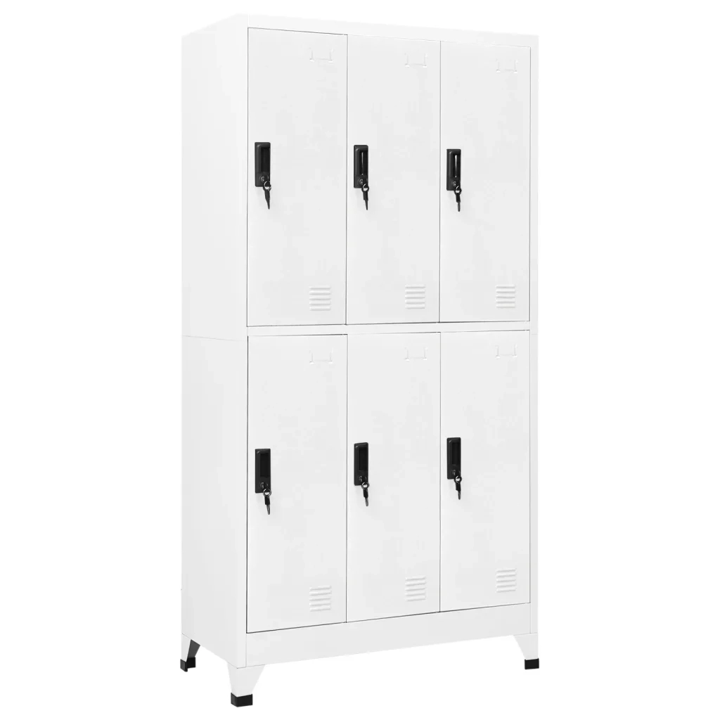 Armadietto da ufficio moderno 90 x 45 x 180 cm con anta con serratura linee pulite acciaio bianco 02_0047010