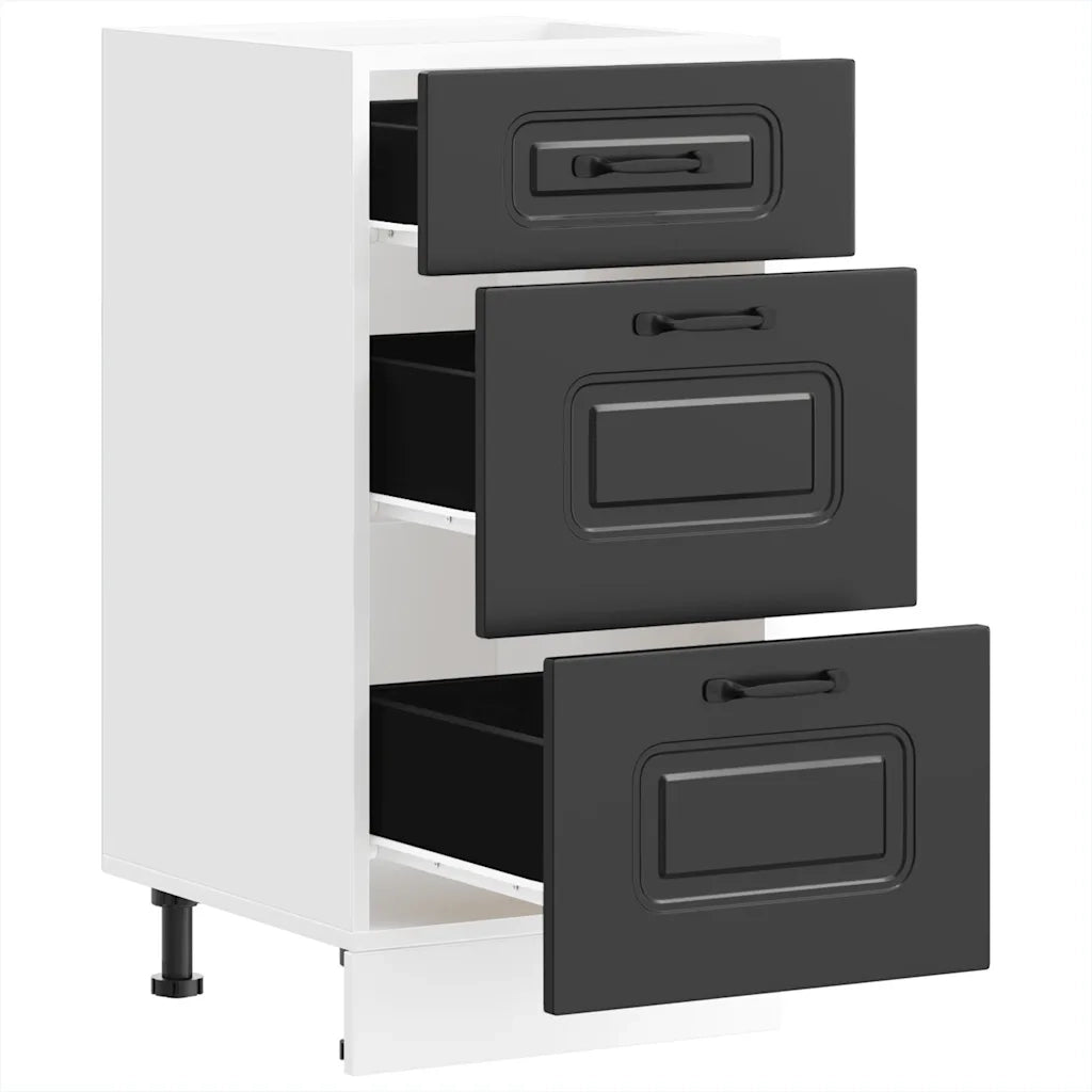 Mobiletto da cucina-Armadio da cucina "Kalmar" Nero in legno ingegnerizzato 842632
