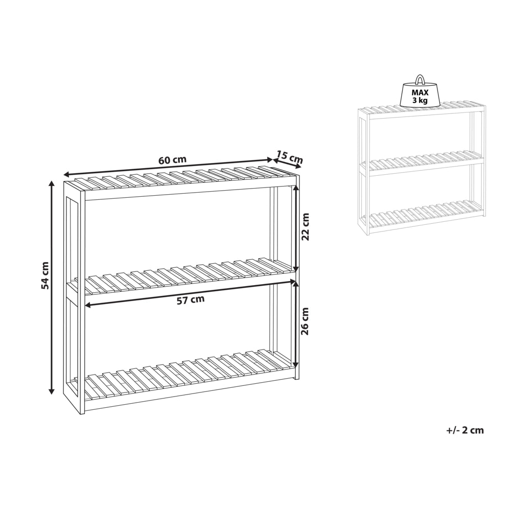 Mensola da parete per bagno in marrone chiaro di bambù 3 ripiani stile minimalista
