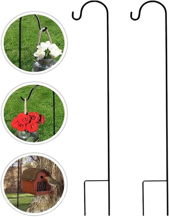 Attrezzi a forma di pastore 120cm - Set da 2 - Nero - Per vasi di fiori, lanterne e illuminazione esterna